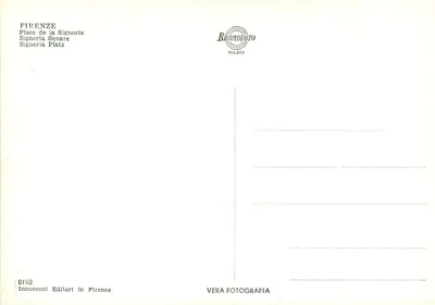 Piazza della Signoria we Florencji — wydawca Innocenti Editori in Firenze, nr 0192 — Rewers