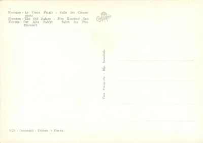 Florenca — Pałac Vecchio — Salone dei Cinquecento — Vera Fotografica, nr 1024 — Rewers