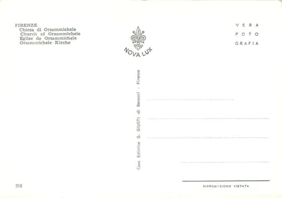 Firenze - Chiesa di Orsammichele — wnętrze kościoła z ołtarzem i gotyckimi sklepieniami — Rewers
