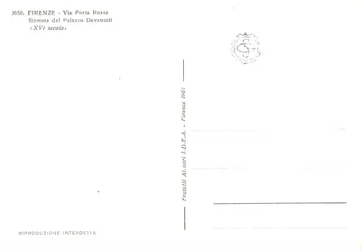 Florencio — Herb Pałacu Davanzati — Via Porta Rossa — Fratelli Alinari, Florenca 1961 — Rewers