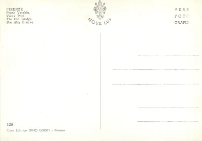 Firenze — Ponte Vecchio — widok panoramiczny — Casa Editrice Gino Giusti, nr 128 — Rewers