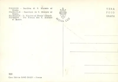 FIRENZE - BASILICA DI S. MINIATO AL MONTE (Interno) — NOVA LUX, n° 308 — Verso