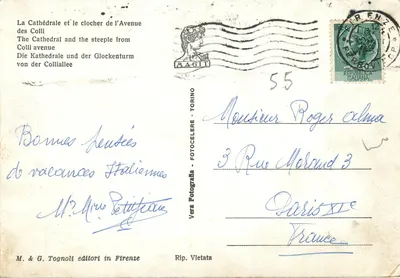 Firenze - Katedra i zegarmistrzostwo z Viale dei Colli — M. & G. Tognoli, nr 94 — Rewers