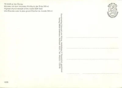 Ulmer Münster — 600 anos (1377-1977) — Kunstverlag Edmund von König, Heidelberg — Verso