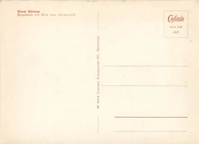 Ulmer Münster — Ehrenhalle com visão para o navio central — Cekade, Ulm 518 — Verso