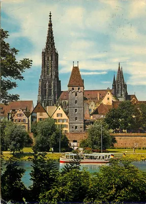 Ulm na ribeira do Danúbio — Torre Metzger e Münster — Bodan-Ansichtskartenverlag Nr. 607