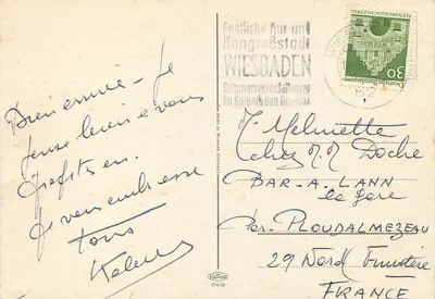 Wiesbaden — Hauptbahnhof, Kurhaus met Kurpark, Staatstheater, Wilhelmstraße — uitgever Krüger, n° 974/18 — Achterkant