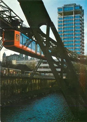 Schwebebahn com Sparkassenhochhaus — Wuppertal-Elberfeld — Verlag Werner Freese