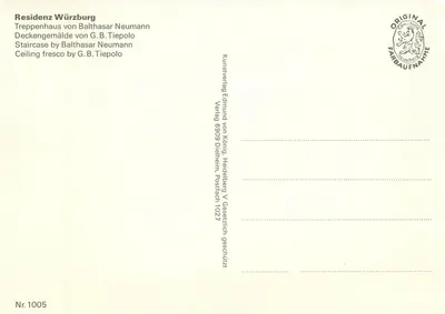 Residenz Würzburg — schody Balthasara Neumanna — Kunstverlag Edmund von König, Heidelberg — Rewers