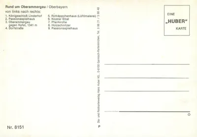 Oberammergau — Passionsdorf — Huber — Verso