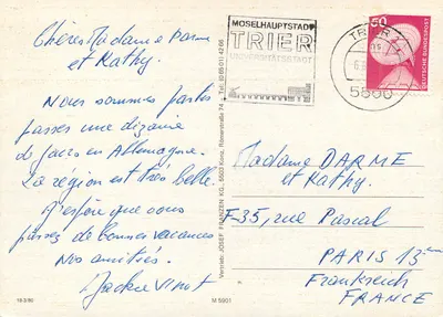 Alte Römerstadt TRIER und der lieblichen MOSEL — editor Verrrieb, n° M 5901 — Verso