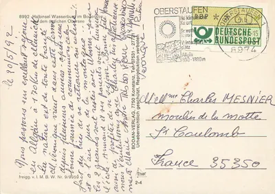 Powietrzny widok z jeziora Constance — Bregenz, Lindau, Wasserburg — wydawca Bodan-Verlag, n° 9/9959 — Rewers