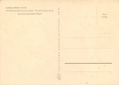 Bietigheim-Enz — vista do castelo e do vilarejo — Ludwig Schäfer-Grohe, série N°64 — Verso