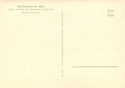 Wallfahrtskirche Wies — Oberer Chorumgang — Wydawnictwo Johannes Steiner, Monachium, nr 1135 — Rewers