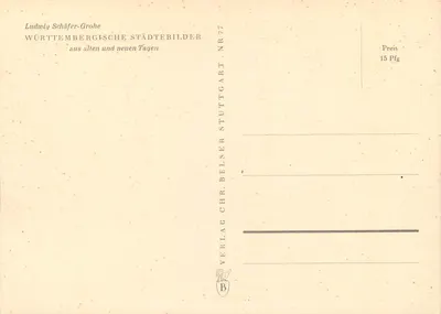 Wanggen-Allgäu — vista da praça com a torre e o monumento — editor Ludwig Schäfer-Grohe, série N°77 — Verso