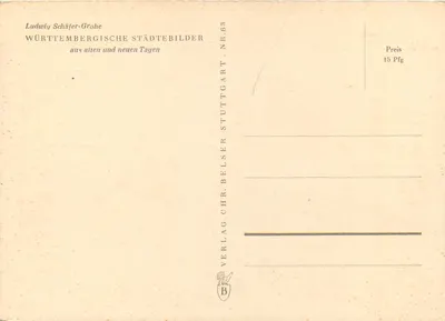 Biberach-Riss — vista aérea — Ludwig Schäfer-Grohe, série Württembergische Städtebilder Nr. 63 — Verso