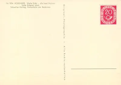 Lago de Constança — vista ampla — a ilha Mainau — editor Schoeller-Verlag, n°1014 — Verso
