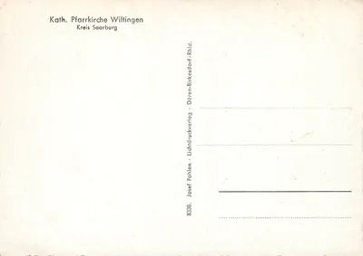 Wnętrze katedry katolickiej w Wiltingen — Kreis Saarburg — wydawca Josef Pohlen, nr 8338 — Rewers