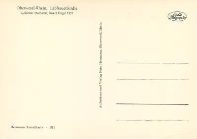 Oberwesel-Rhein, Igreja da Virgem Maria — Altar dourado, lado esquerdo 1331 — Hermann Kunstkarde - 211 — Verso