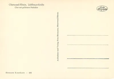 Oberwesel-Rhein, Liebfrauenkirche — Cúpula com cadeira dourada — Hermann Kunstkarde - 208 — Verso