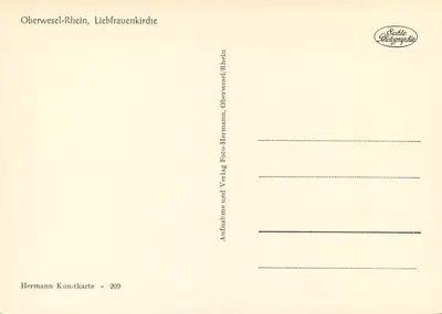Oberwesel-Rhein, Liebfrauenkirche — wyd. Eckle Photographie, nr 209 — Rewers