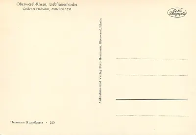 Oberwesel-Rhein, Igreja da Virgem Amada — Altar dourado, parte central 1331 — Hermann Kunstkarde - 210 — Verso