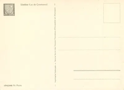 Lindau (Lac de Constance) — widok na jezioro i budynki — Imprimerie Nationale Service Social — Rewers