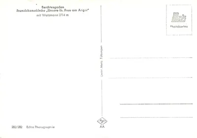 Berchtesgaden — franciszkańska katedra „Unsere Frau am Anger“ z Watzmannem na 2714 m — Gebr. Metz, Tübingen — Rewers