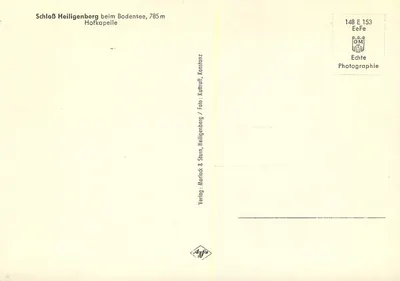 Wnętrze kaplicy — Schloss Heiligenberg, 785 m — Echte Photographie, Konstanz — Rewers