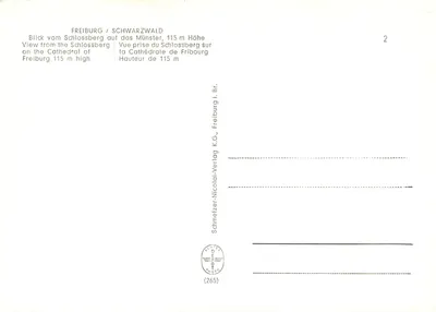 Freiburg / Schwarzwald — Widok z Schlossberg na katedrę w Friburgu, 115 m — Schmelzer-Nicolai-Verlag — Rewers