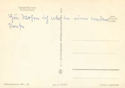 Sangerhausen — Westsiedlung — VEB Volk Kunstverlag Reichenbach I.V. — Verso