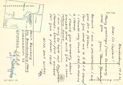 Blankenburg am Harz — vista invernal com castelo e aldeia nevados — Postkartenverlag E. Riehn — Verso