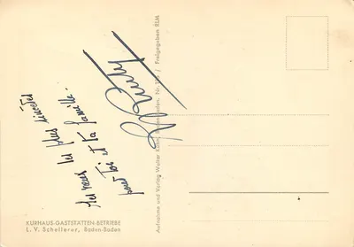 Baden-Baden. Merkur-Berghotel-Gaststätte 700 m ü.d.M. — wydawca L.V. Schellerer — Rewers