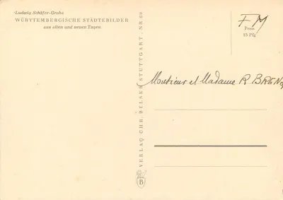Casa de nascimento de Schiller — Marbach am Neckar — Ludwig Schäfer-Grohe, série n°69 — Verso