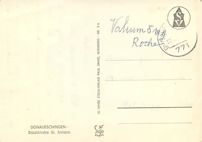 Igreja de São João de Donaueschingen — 30 anos da Stadtkirche — editor Stojajarte, série n°3 — Verso