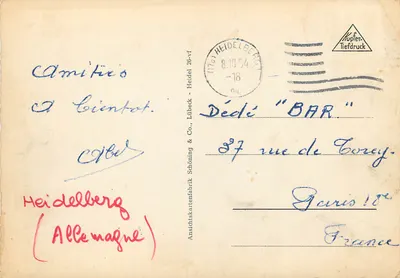 Heidelberg - Vista do Königsstuhl — Gravura em cobre, Heidelberg 26-vf — Verso