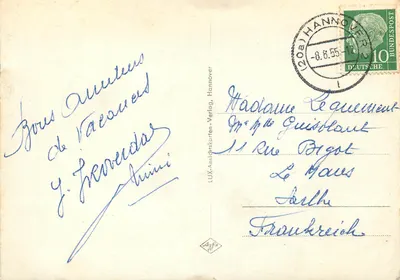 Hannover — collage de monumentos e paisagens — LUX-Ansichtskarten-Verlag — Verso