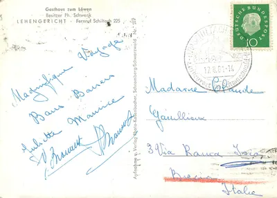 Gasthaus zum Löwen — Lehengericht (Schwarzwald) — Verlag Schramberg/Schwarzwald, Nr. 287 — Verso