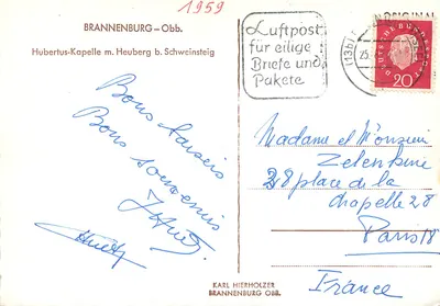 Hubertus-Kapelle m. Heuberg b. Schweinsteig — Brannenburg-Oberbayern — wydawca Karl Hierholzer — Rewers