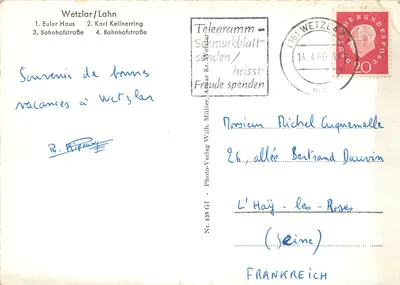 Wetzlar/Lahn — Vista de vários locais emblemáticos — Photo-Verlag Wilh. Müller, Nr. 639 — Verso
