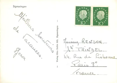 Sigmaringen — vista do castelo e do rio — Verlag Otto Saible KG — Verso