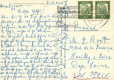 Fonte no parque de Bad Wörishofen — Kneipp-Heilbad — editor Robert Cornet, N° 5932 — Verso