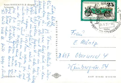 Kurort BÄRENFELS (Erzgeb.) — Paisagem parcial no Erzgebirge — Planet-Verlag Berlin — Verso