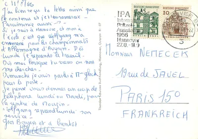 Hannover — Ópera, estátua do Landesvater, Georgstraße, Am Kröpcke, Torre de Comunicações — editor desconhecido, número de série não visível — Verso