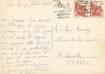 Altena i.W. — Ogólny widok z zamekiem, Lennetal, Jugendherberge i Mittlere Brücke — wydawca nieznany — Rewers