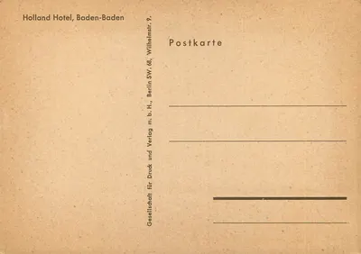 Terrace do Holland Hotel — Baden-Baden — editor: Gesellschaft für Druck und Verlag — Verso