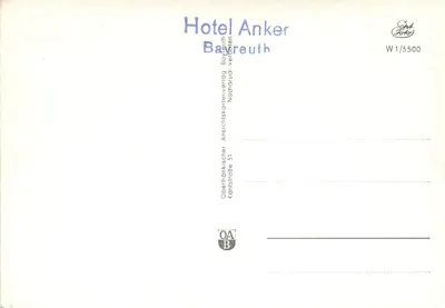 Teatro Markgräfliche Opernhaus — Bayreuth — Editora: Hotel Anker — Verso