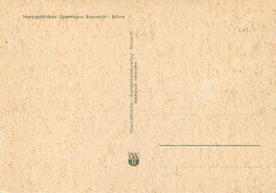 Ópera de Bayreuth — cena — editor Oberfränkischer Opernhauskartenverlag Bayreuth, n° 1/71 — Verso