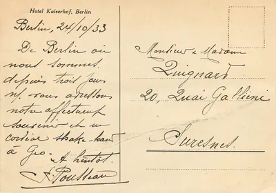 Hôtel Kaiserhof, Berlin, am Wilhelmplatz — widok budynku — wydawca nie widoczny — Rewers