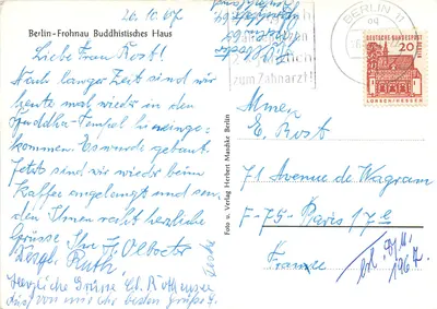 Berlin-Frohnau — O Templo Budista — Foto Herbert Maschke — Verso